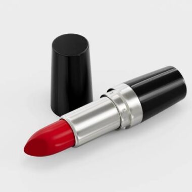 A 3d rendering of an opened lipstick isolated on a white background